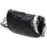 Черная женская стеганая сумка из натуральной кожи на плечо Vintage 2422394 - 1