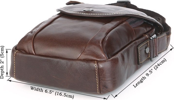 Компактная наплечная сумка из натуральной кожи с клапаном VINTAGE STYLE (14388)