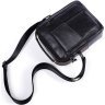 Кожаная мужская сумка планшет черного цвета VINTAGE STYLE (14708) - 10