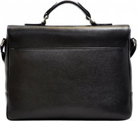 Мужской кожаный портфель из черной кожи с выраженной фактурой DESISAN (19122) - 2