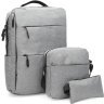 Серый мужской текстильный рюкзак с сумкой в комплекте Monsen (56231) - 1