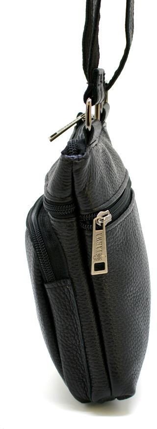 Мужская сумка маленького размера из натуральной кожи флотар в черном цвете TARWA (19664)