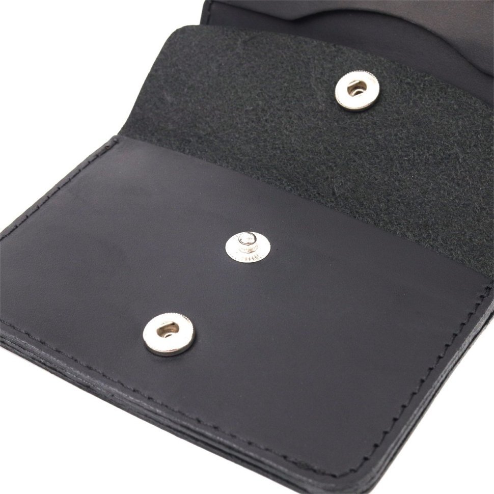 Небольшое мужское портмоне из натуральной кожи черного цвета с монетницей Shvigel (2416600)