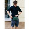 Поясная мужская сумка зеленого цвета из винтажной кожи BlankNote Dropbag Maxi (12689) - 11