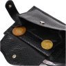 Черный мужской кошелек из натуральной кожи с выраженной фактурой на кнопке Tony Bellucci (2422015) - 6