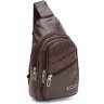 Чоловіча вертикальна сумка-рюкзак коричневого кольору зі шкірозамінника Monsen (22107) - 1