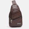 Чоловіча вертикальна сумка-рюкзак коричневого кольору зі шкірозамінника Monsen (22107) - 2