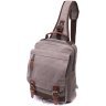Серая мужская сумка-слинг крупного размера из плотного текстиля Vintage 2422442 - 1