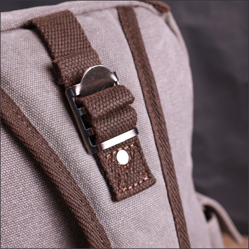 Серая мужская сумка-слинг крупного размера из плотного текстиля Vintage 2422442