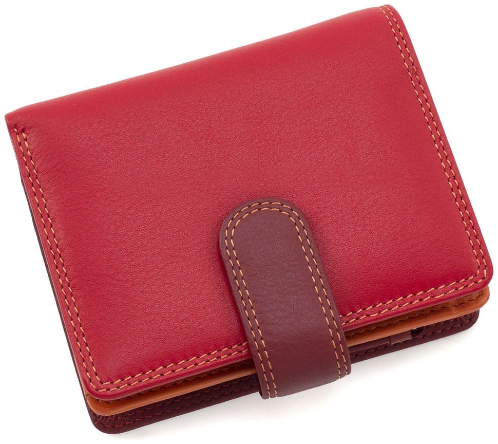 Маленький женский кошелек из натуральной кожи красно-бордового цвета с RFID - Visconti Bali 68832
