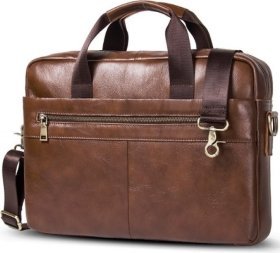 Классическая мужская сумка под ноутбук из натуральной коричневой кожи VINTAGE STYLE (14642)