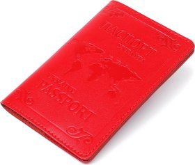 Женская кожаная обложка на паспорт красного цвета с тиснением SHVIGEL (2413981)