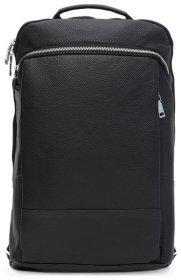 Чоловічий шкіряний рюкзак у класичному чорному кольорі з відсіком під ноутбук Ricco Grande 72433