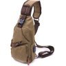 Оливковая мужская сумка через плечо из плотного текстиля с USB кабелем - Vintage (2421223) - 1