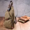 Оливковая мужская сумка через плечо из плотного текстиля с USB кабелем - Vintage (2421223) - 7