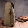 Оливковая мужская сумка через плечо из плотного текстиля с USB кабелем - Vintage (2421223) - 8