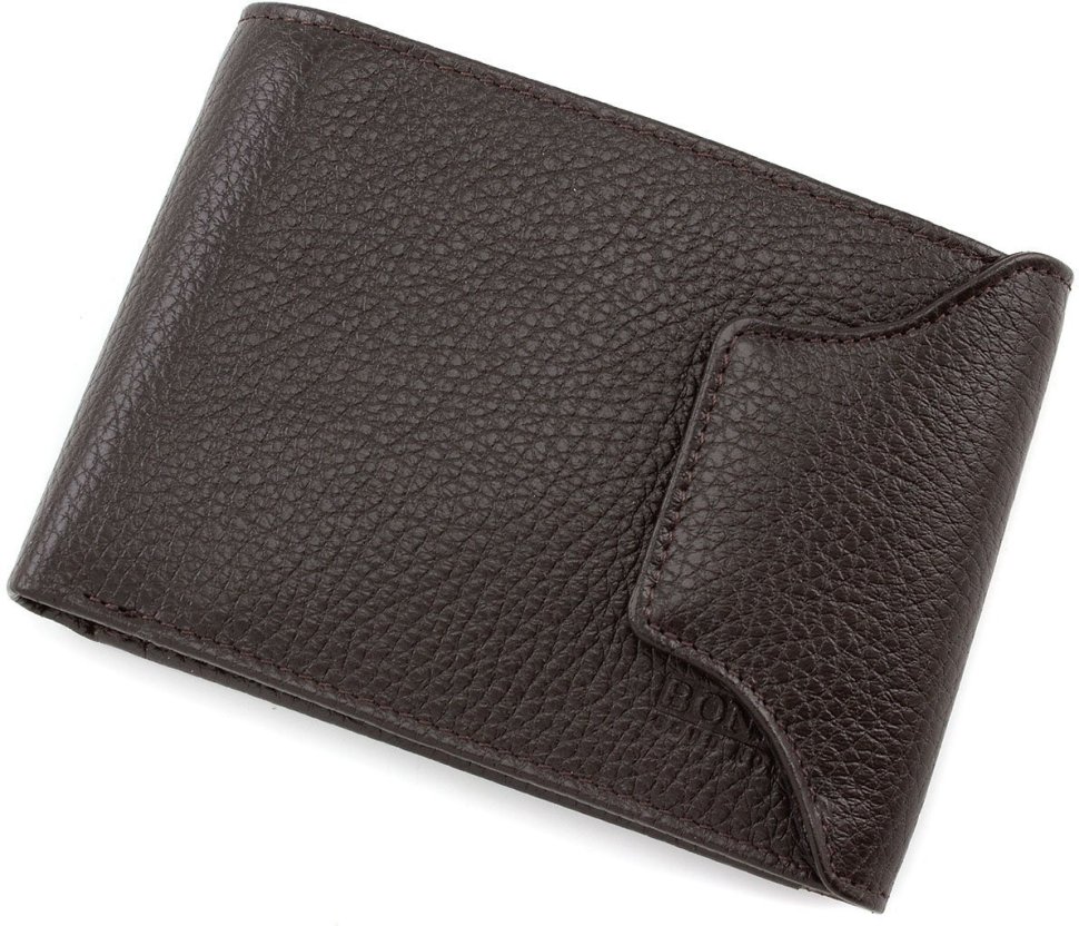 Крупное портмоне коричневого цвета из натуральной кожи Bond Non (10640)