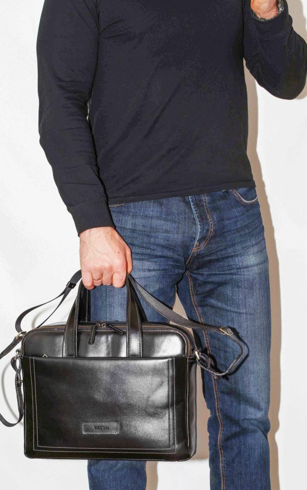 Классическая мужская деловая сумка черного цвета VATTO (11675)