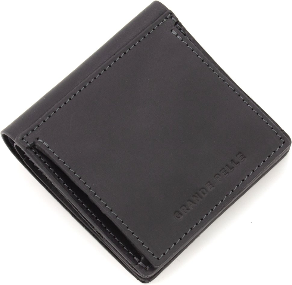 Черное мужское портмоне из винтажной кожи на магните Grande Pelle 67833