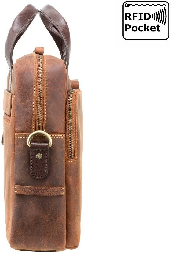 Светло-коричневая мужская сумка для ноутбука из винтажной кожи Visconti Hugo 69033