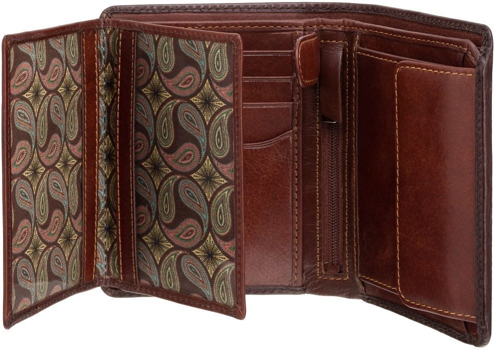 Коричневое мужское портмоне из натуральной кожи с блоком для карт и документов Visconti Hector 69133