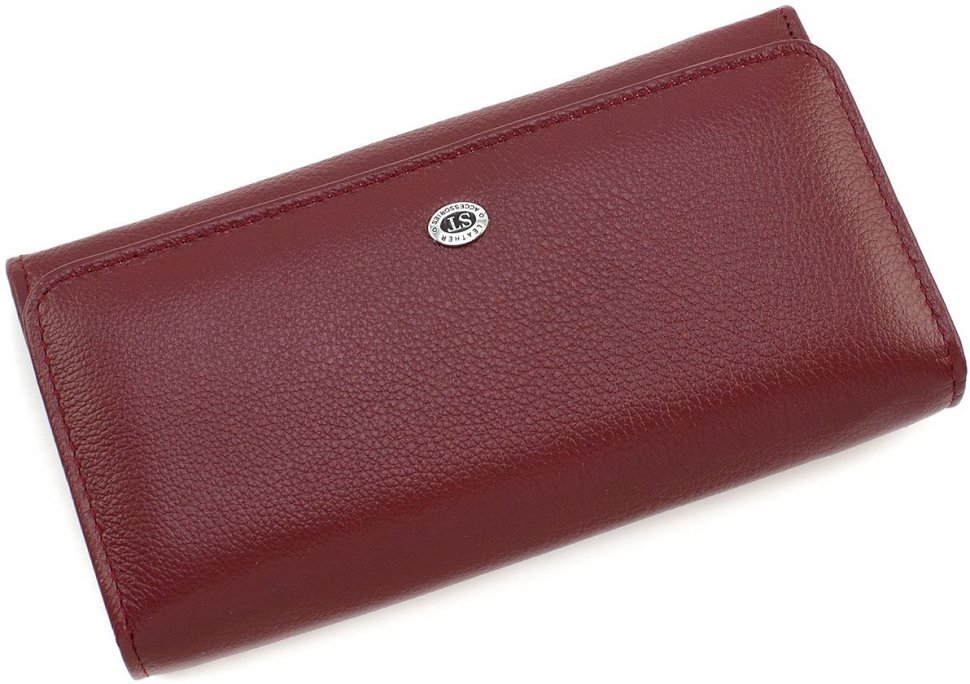 Женский бордовый кошелек крупного размера с клапаном на кнопке ST Leather (15400)