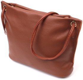 Середня жіноча сумка на плече із фактурної шкіри коричневого кольору Vintage 2422397