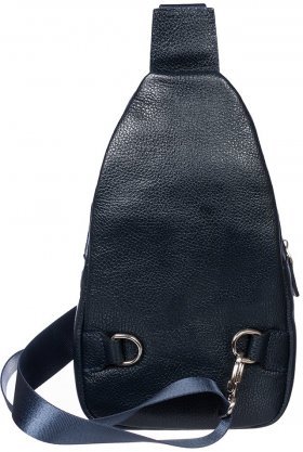 Синяя мужская сумка-рюкзак через плечо из натуральной кожи DESISAN (19199) - 2
