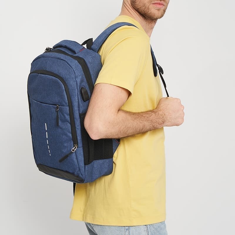Синий мужской рюкзак из текстиля под ноутбук Monsen (56234)