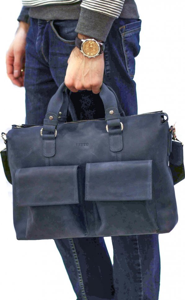 Большая мужская сумка из винтажной кожи с карманами VATTO (11975)