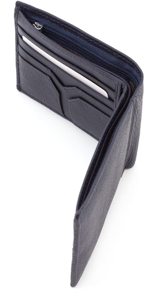 Кожаный кошелек синего цвета без фиксации ST Leather (18811)