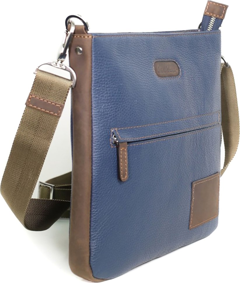 Стильная мужская сумка через плечо синяя Issa Hara В10 (13-32)