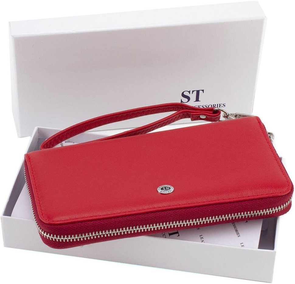 Красный женский кошелек из натуральной кожи горизонтального типа ST Leather 1767434