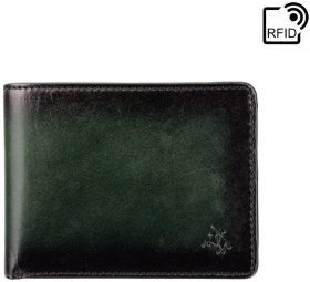 Мужское портмоне из натуральной кожи темно-зеленого цвета без застежки Visconti Roland 69234