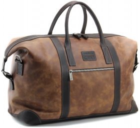 Ручна дорожна сумка з вінтажної шкіри рудого кольору Tom Stone (10936)