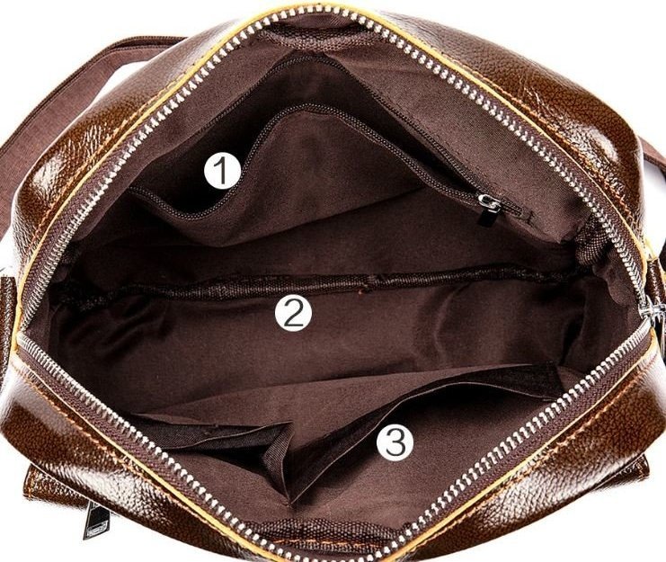 Коричневая сумка - планшет с текстильным плечевым ремнем VINTAGE STYLE (14834)