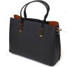 Стильная сумка для деловой женщины из натуральной кожи черного цвета Vintage (2422085) - 2