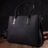 Стильная сумка для деловой женщины из натуральной кожи черного цвета Vintage (2422085) - 7