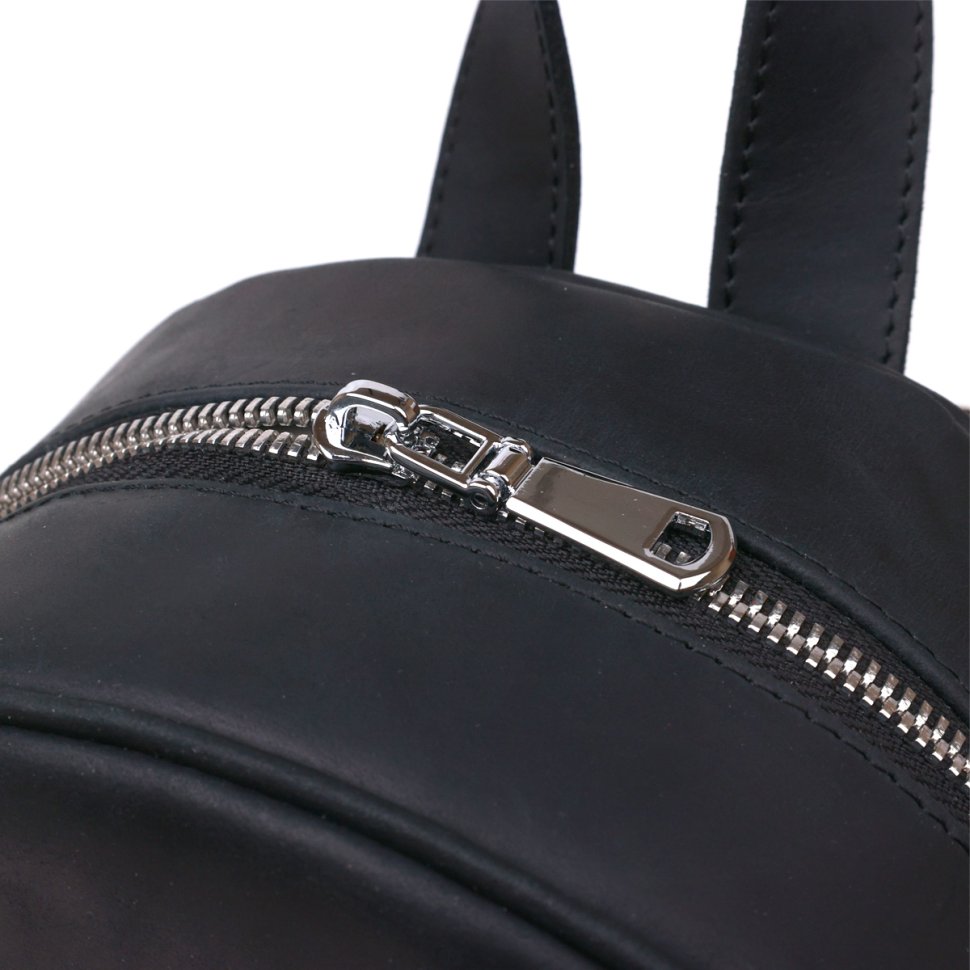 Средний женский винтажный рюкзак из черной кожи Shvigel (16328)