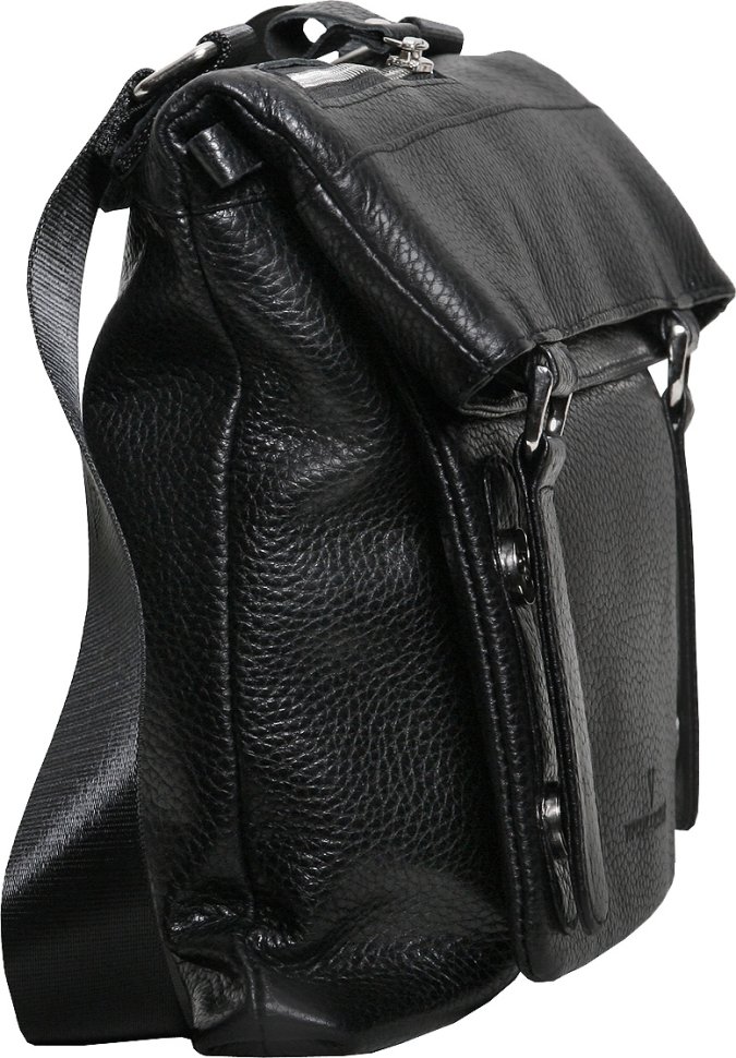 Черная сумка-планшет большого размера из натуральной зернистой кожи Vip Collection (21102)