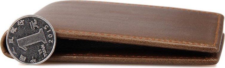 Практичное мужское портмоне из натуральной кожи коричневого цвета без застежки Vintage (2414428)