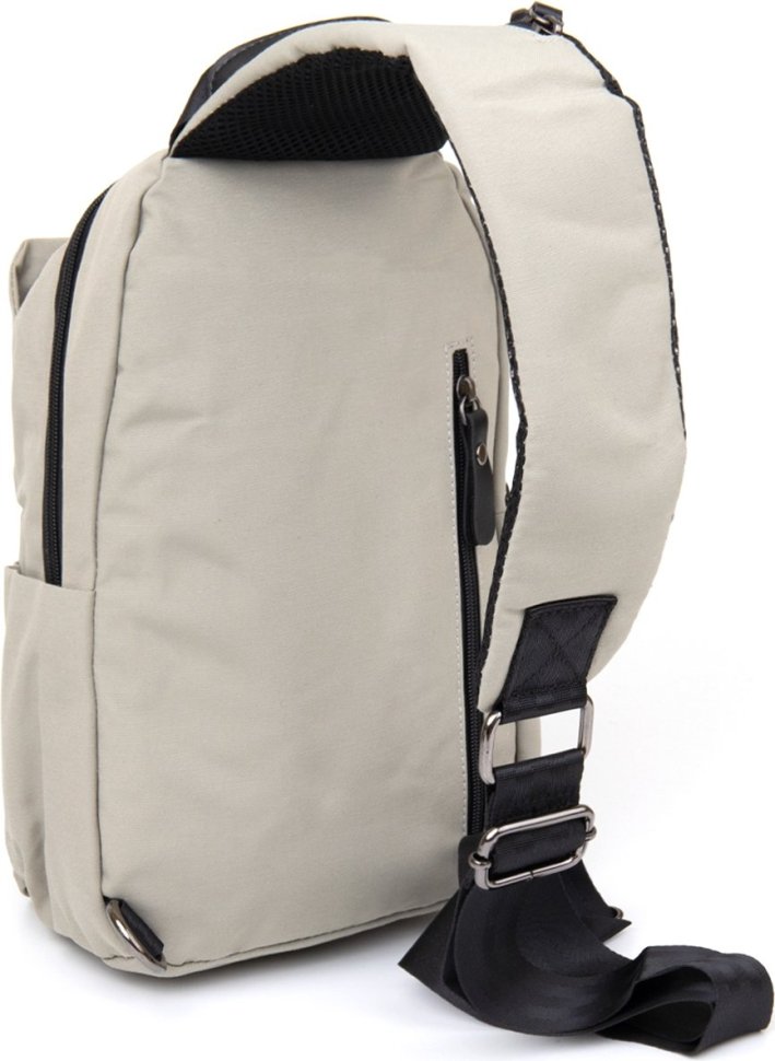 Светло-серая мужская сумка-слинг из нейлона на молнии Vintage (20631)