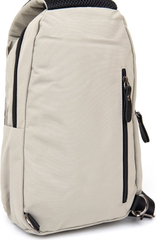 Светло-серая мужская сумка-слинг из нейлона на молнии Vintage (20631)