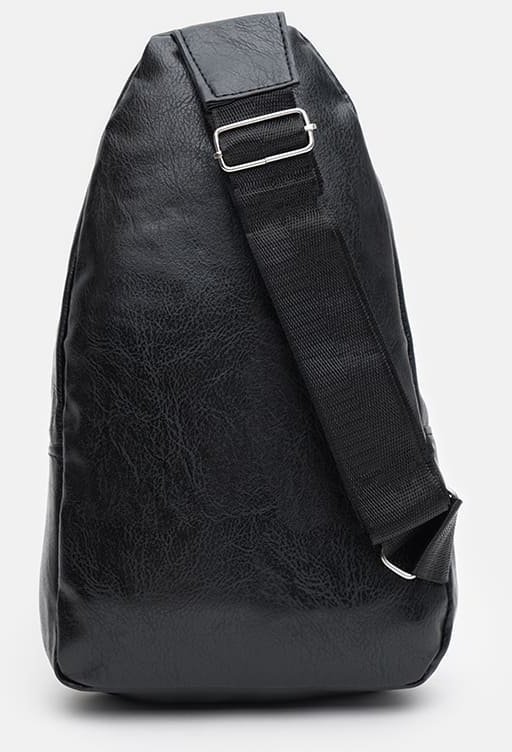 Мужская черная сумка-рюкзак из кожзама через плечо Monsen (22099)