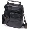 Мужская кожаная сумка-барсетка черного цвета с ручкой Vintage 2421271  - 1
