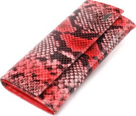 Длинный разноцветный женский кошелек из натуральной кожи с тиснением под змею CANPELLINI (2421627)