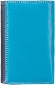 Синий женский кошелек из натуральной кожи на кнопке с RFID - Visconti Bora 68835
