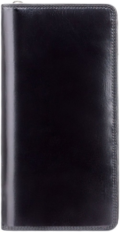 Дорожный кошелек из натуральной кожи черного цвета с ремешком на запястье Visconti 68935