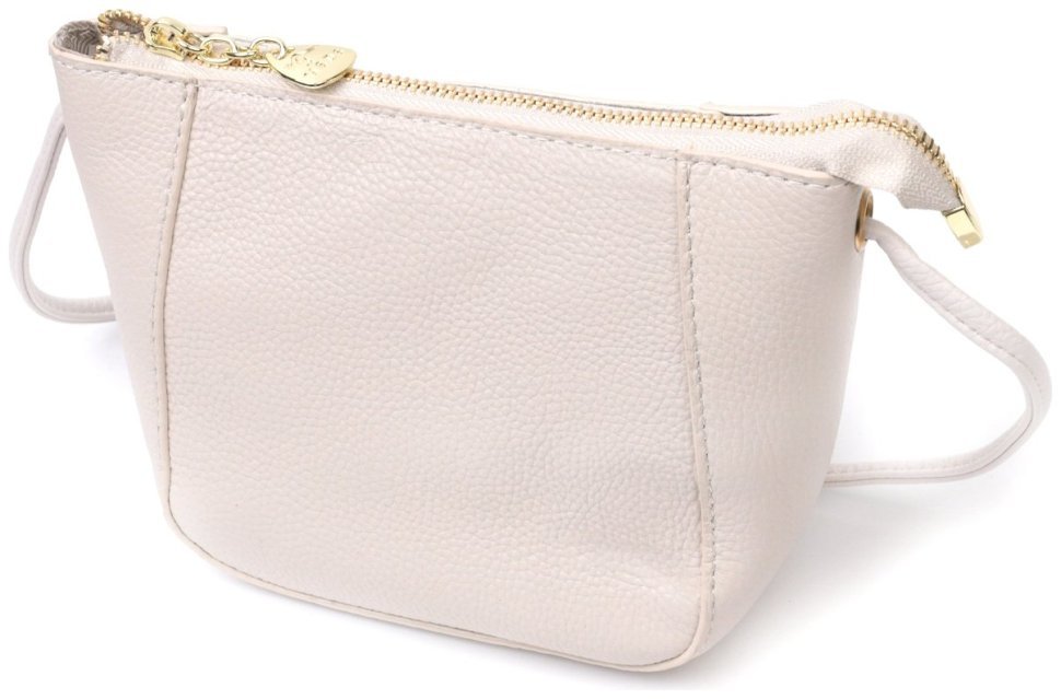 Женская сумка небольшого размера из натуральной белой кожи через плечо Vintage 2422299