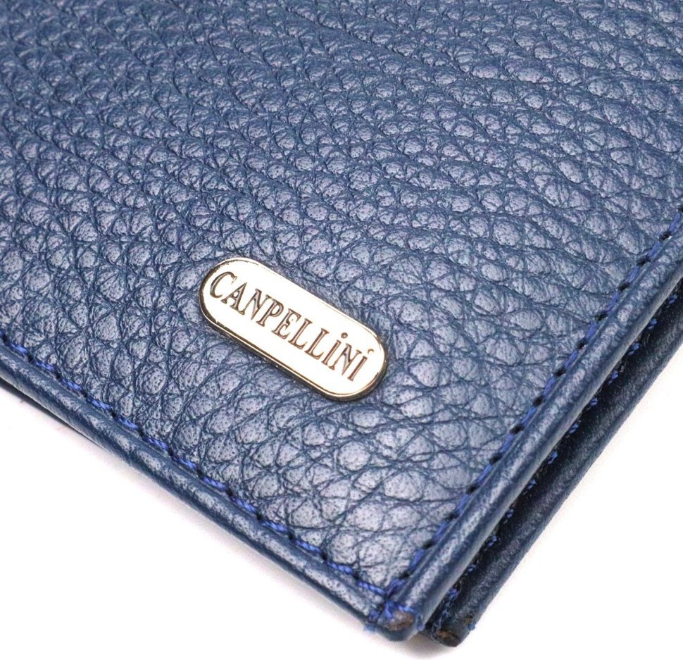 Мужской компактный кошелек вертикального типа из натуральной кожи в синем цвете CANPELLINI (2421872)